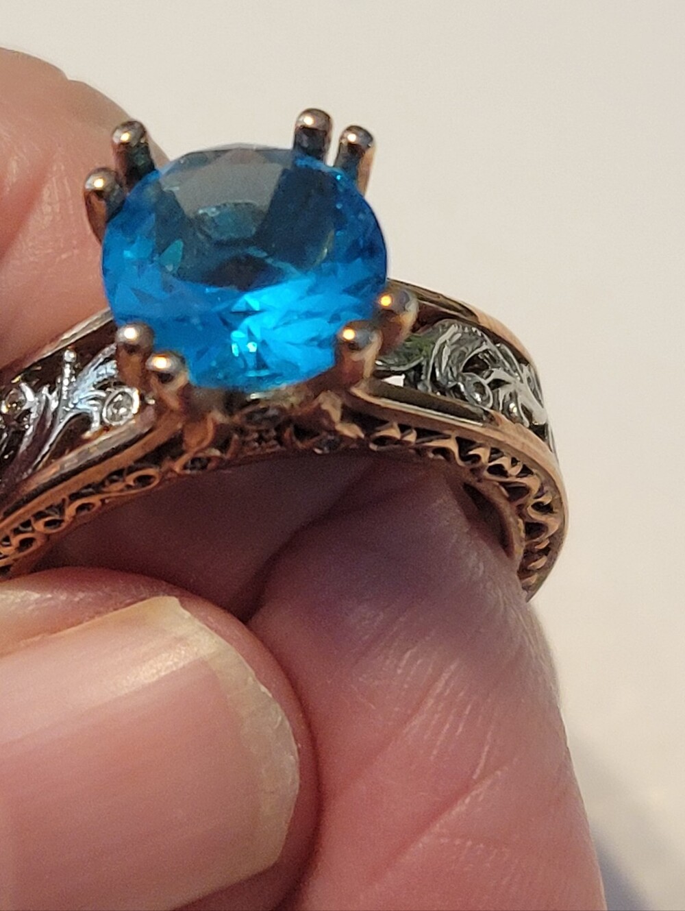 Blue Crystal Solitaire Ring -